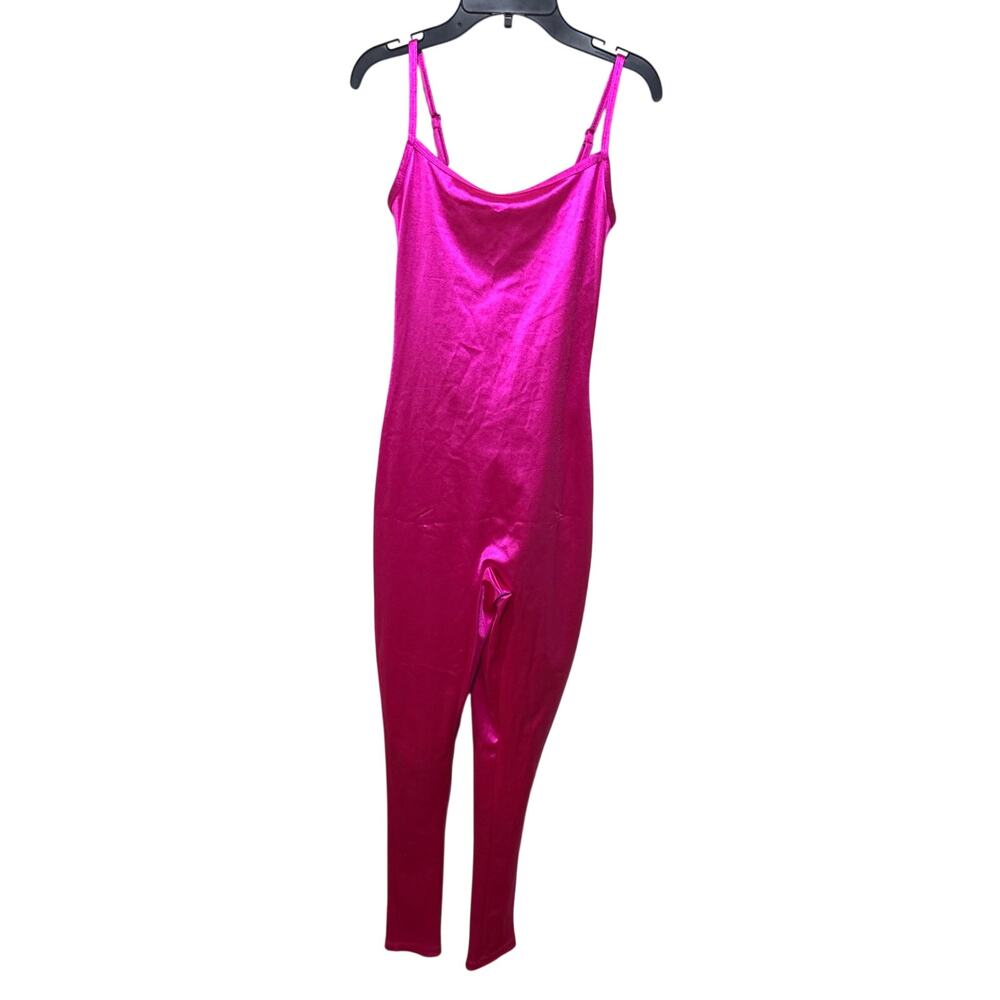 GB Gianni Bini Disco Doll Hot Pink Metallic Shiny Jumpsuit S